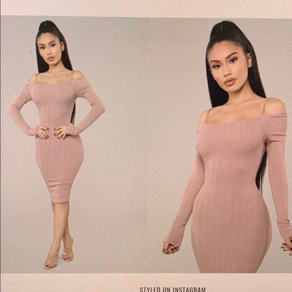 Fashion Nova Ribbed Mauve Dress